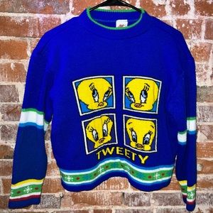 Fun 90s Looney Tunes Tweedy portrait sweater. Kids medium, could fit an xs lady.